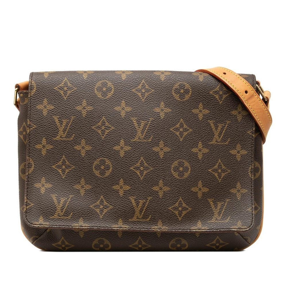 Louis Vuitton Monogram Musette Tango Shoulder Bag Hobo Brown Leather